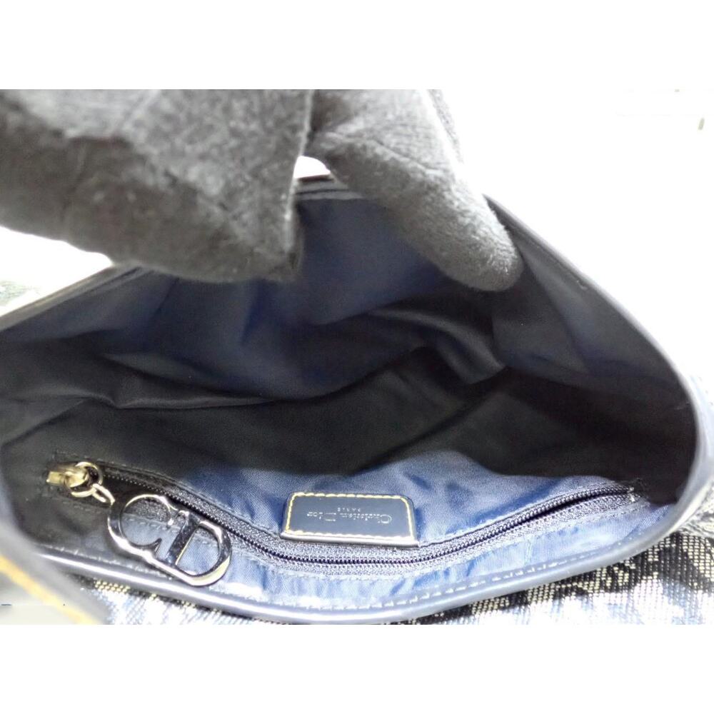 Christian Dior Saddle Bag Vintage Trotter Blue Diorissimo Shoulder Purse Oblique - Picture 5 of 15